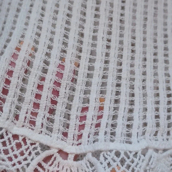 NWT Misia Creamy White Cotton Crochet Knit Unique Cover-Up - Picture 3 of 9
